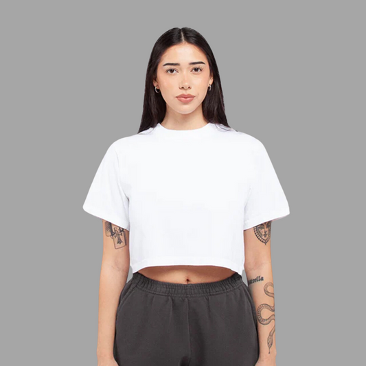 White women's T-shirt with a relaxed fit, displayed on a mannequin."